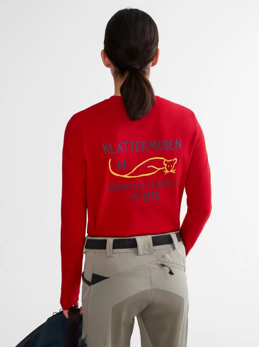 True Red Runa Commitment Women's Long Sleeve Tee Dame Klättermusen Exit Skjorter & T-Skjorter - 3